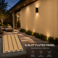 MORLENX Panneau de Grille Extérieur Moderne Imperméable Beige Sable, Revêtement à Lames Composites 4 Fentes pour Terrasse, Jardin et Mur Extérieur