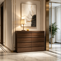Commode de luxe moderne avec 8 tiroirs en bois de zèbre rouge massif, autoportante pour chambre et salon