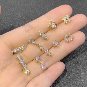 도매 저렴한 작은 미니 귀여운 귀걸이 보석 세트 Cz 18K 골드 도금 스터드 귀걸이 - Product Image 4