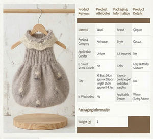 Robe pull en tricot de luxe pour petits chiens et chats - Vêtement pour animaux de compagnie doux et chaud à col roulé pour <span class=keywords><strong>Chihuahua</strong></span>, Yorkie, chiots et races de petite taille OEM - Product Image 3