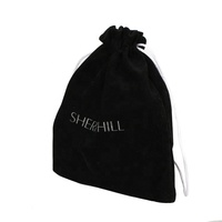 Pochette à bijoux en velours personnalisée écologique avec cordon de serrage, en tissu suédé double face, estampage argenté, pour rangement de colliers et lunettes