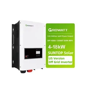 Growatt SPF 4000-18000T DVM-MPV 12kw 18kw Phase divisée 240V 220V DC à AC onduleur solaire hybride hors réseau usage domestique USA