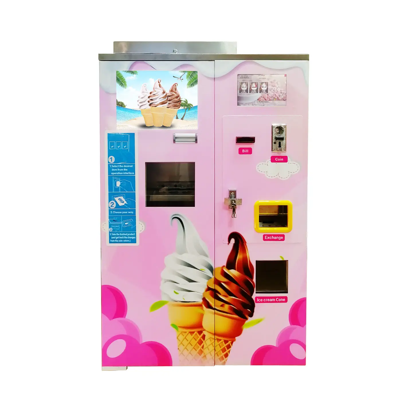 Distributeurs automatiques de crème glacée, Machine à vendre par pièces de monnaie avec écran tactile, produit de fabrication, prix d'usine en chine