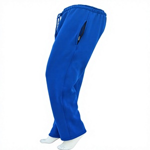 Royal <b>Blue</b> Ladies Wide Leg <b>Cargo</b> Pants Mid Waist 300g Heavyweight Fleece 100% Cotton Eco-Friendly Breathable <b>Women's</b> Pants - Product Image 1