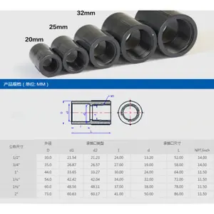 New PVC Internal Thread Joint Fittings Female Threaded Reducing Thickening Water Supply Straight Coupling Pipe Fittings