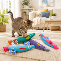 Jouet pour chat en forme de poisson avec boîte à son et herbe à chat, résistant aux morsures, jouet interactif pour chats d'intérieur