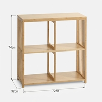 Étagère de rangement en bambou naturel sain 72x32x74cm, esthétique, 4 cubes, certifiée FSC, solutions de rangement durables pour la maison