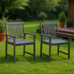 Set di 2 Sedie da Giardino Antracite in Legno Teak, Arredamento Tradizionale per Esterni - Product Image 2