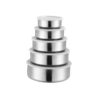 Juego de 5 Recipientes Apilables de Acero Inoxidable con Tapas de Colores para Almacenamiento de Alimentos en el Refrigerador, Venta al Por Mayor
