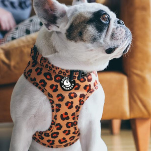 Set Harnesses dan Tali Anjing Custom Motif Leopard, Harnesses Hewan Peliharaan dengan Cetak Leopard, Tali dan Kalung yang Dapat Disesuaikan, Harnesses Anjing Anti Tarik - Product Image 2