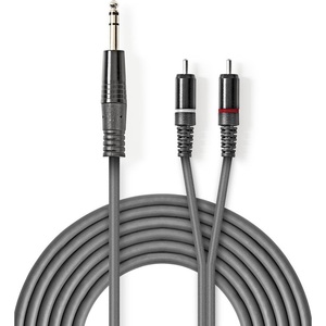 Câble audio stéréo 6,35 mm vers 2 RCA, 1,5 m, gris, pour connexion d'équipement audio - Product Image 1