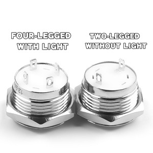 超薄型16mmセルフリセットマイクロストローク超短IP65防水1NO金属押しボタンスイッチ - Product Image 5