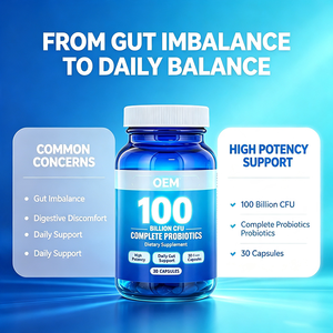 100 milliards d'UFC <span class=keywords><strong>Probiotiques</strong></span> <span class=keywords><strong>Complets</strong></span> 30 Capsules Complément Alimentaire OEM pour le Soutien Quotidien de la Flore Intestinale - Product Image 2