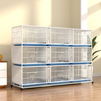 Cages à oiseaux commerciales à vendre, cages en fil métallique blanc, cages d'élevage pour canaris, cage avec plateau bleu et support roulant pour oiseaux