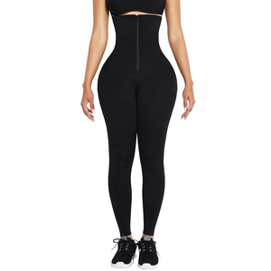 HEXIN Dropshipping Leggings <span class=keywords><strong>corsetto</strong></span> con cerniera nera Leggings a compressione a vita alta pantaloni da allenamento in vita - Product Image 4