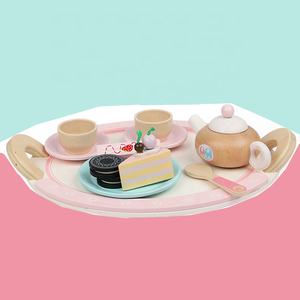 Nuovo arrivo felice giocattoli da cucina educativo per la cottura del legno Set da tè <span class=keywords><strong>con</strong></span> vassoio per i bambini - Product Image 5