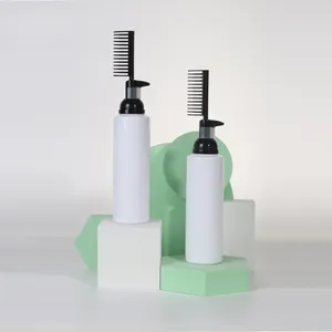 Frasco aplicador de plástico para cabelos, aplicador de mamadeira vazio para tingimento de cabelo, frasco de óleo com pente