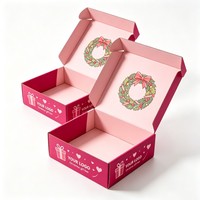 Boîte en carton ondulé rose personnalisée pour Noël, empilable, pliable, emballage en papier pour cadeaux, vêtements, boîte d'expédition avec logo