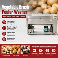 Multifunctionele fruit- en groenteborstel, reinigings-, schil- en polijstmachine 3-in-1 van roestvrij staal voor gebruik in restaurants, hotels en catering.
