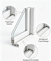Fenêtre coulissante en PVC à économie d'énergie, fenêtre en PVC imperméable, coupe-vent et à isolation thermique pour projet de rénovation résidentielle