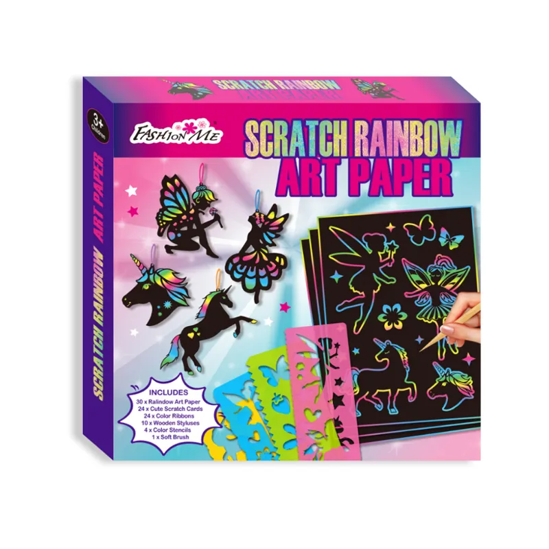 Rainbow Magic Fairy Scratch Paper for Kids Black Scratch it Off con stilo in legno Scratch Paper Art Set