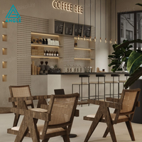 Nouveau design de kiosque alimentaire en bois massif pour centre commercial, design d'intérieur commercial populaire, comptoir à café moderne et créatif en bois MDF