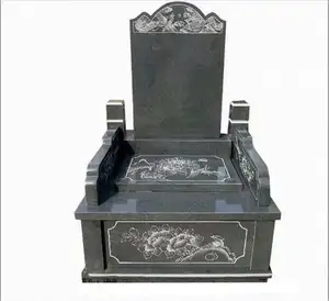 Lápida de doble Corazón, monumentos de Granito negro de China, lápida grabada de rosa, losa de granito, comercio de lápidas