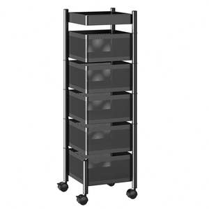 Fruit Vegetable <b>Basket</b> Kitchen Rotating Storage Rack 5 Rolling Cart Top Tray <b>Large</b> Metal Wire Square <b>Basket</b> Sustainable Modern - Product Image 3