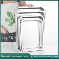 Bassin de stockage rectangulaire en acier inoxydable Yolecen avec plaque carrée à fond plat épaissi pour plats de litière de légumes Buffet