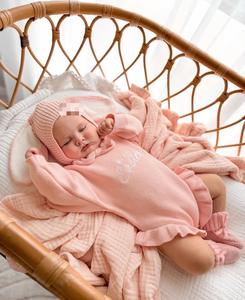 Conjunto de Ropa para Bebé Recién Nacida, Mono de Punto con Volantes, 100% Algodón Suave, con Puños Acanalados, para Sesiones de Fotos de Primavera y Uso Diario - Product Image 4