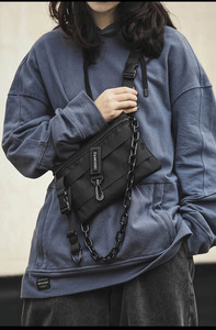 Sac de poitrine tactique fonctionnel en nylon unisexe, style Hip-Hop Streetwear, sac banane pour femme, noir, Wild Chest Rig - Product Image 3