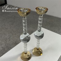 Hoher Hochzeitstisch-Dekorations-Kerzenständer Champagner-Kristallkugel-Kerzenhalter