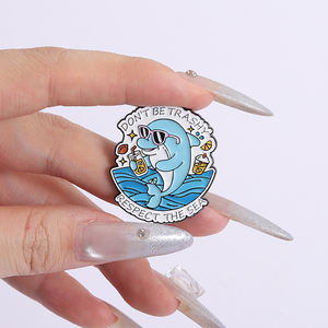 精神上我在这里珐琅别针有趣的报价骑波热带海豚海滩胸针翻领徽章珠宝礼品批发 - Product Image 4