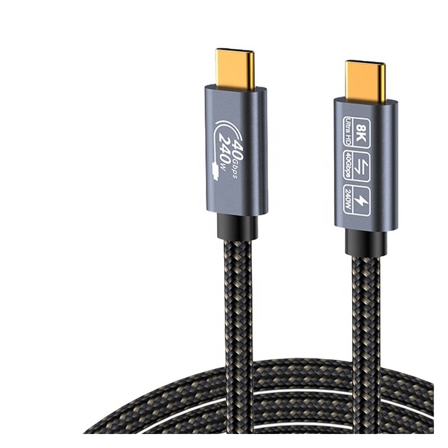 Customized Length USB4 Thunderbolt 4 USB Cable 240W 40Gbps Type C 8K 4K 48Gbps Fast Charging Speaker Audio Video Data