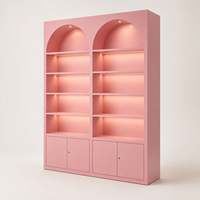 Étagère à livres moderne de grande taille, à arche, éclairée par LED, unité d'affichage pour magasin de détail commercial, armoire de rangement en métal thermolaqué