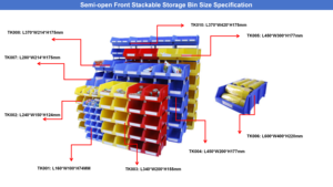 Contenitore Semi-Aperto Impilabile INORDER per Magazzino, Organizzatore per lo Smistamento di Ricambi e Componenti Hardware, Scaffalatura per Stoccaggio all'Ingrosso - Product Image 3