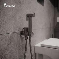 Ensemble de pulvérisateur de bidet Shattaf en laiton gris anthracite, couleur personnalisable, avec robinet d'angle, douchette WC, douche musulmane, emballage personnalisé, OEM