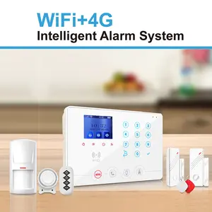 Qualité et bon marché TuyaSmart 4G Hub d'alarme Smart Life GSM Barglar sans fil sécurité à domicile WIFI système d'alarme