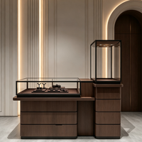 Moderne Luxus Schmuck Display Showcase LED-Beleuchtung Direkter Fabrik verkauf für Einkaufs zentren Holz Edelstahl Aluminium Eisen