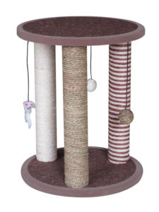 Pohon kucing kayu Playhouse tempat tidur Kondominium tiang gores dengan bola mainan hewan peliharaan bermain dan ruang istirahat - Product Image 3