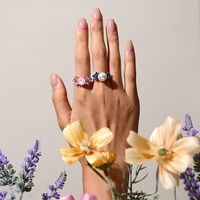 Ensemble de bijoux Milskye en argent fin 925 plaqué or 18 carats, perles d'eau douce de 3 mm, améthyste violette, collier et bague