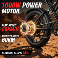 Vélo de montagne électrique OBX G60 1000W 48V 20Ah 960Wh pour les magasins d'articles de sport en plein air, entrepôt américain