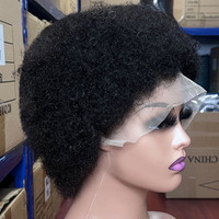 Perruque Courte Bouclée Afro Pixie 13x4 en Dentelle, Cheveux Humains Brésiliens Frisés, Vente en Gros Directe Usine pour Femmes Africaines