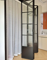 Porte accordéon moderne en aluminium et verre coupe-vent pour balcon et terrasse