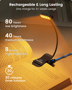 3 couleurs 5 niveaux de luminosité Lampes de lecture USB rechargeable <span class=keywords><strong>Lampe</strong></span> de livre à clipser - Product Image 6