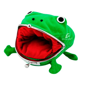 Frog Coin <b>Purse</b> <b>Green</b> Plush Portable Money Box With Storage Pocket - Product Image 2