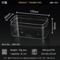 JNH001 Vente en gros de boîtes carrées miniatures en plastique transparent jetables, contenants pour aliments, nourriture pour bébés, emballages pour gâteaux