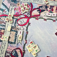 Tapis de Mahjong de Noël, Tapis de Mahjong Américain, Coussin de Noël, Motif Arbre, Nœud, Neige Rouge, Ski, Coloré, Antidérapant avec Bordure Imperméable