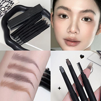 Crayon à sourcils OEM 2-en-1 végan imperméable et cosmétique maquillage des yeux double tête coiffant la poudre de gel naturel rehausseurs de sourcils permanents