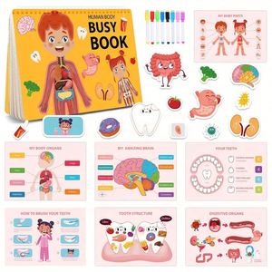 Montessori Busy Kid <b>Book</b> Human Body Anatomy Learning Activities Toddlers Preschoolers Early Childhood <b>Educational</b> Supplies Homey - Product Image 1